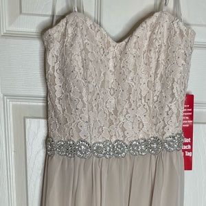 NWT! Speechless Junior Size 7 Beige Sequin Chiffon Party Dress Long Homecoming
